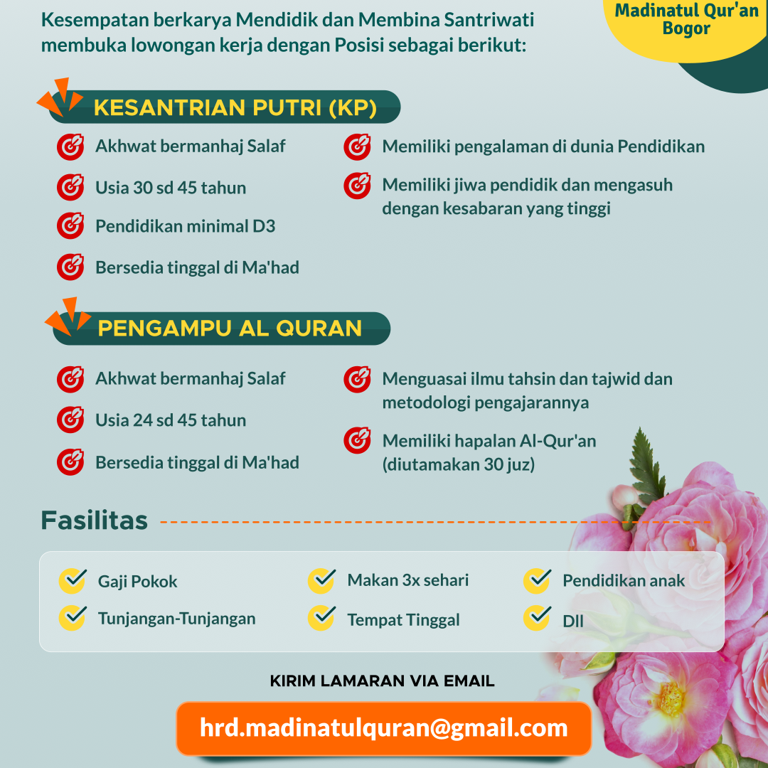 Lowongan Kesantrian Akhwat Madinatul Quran